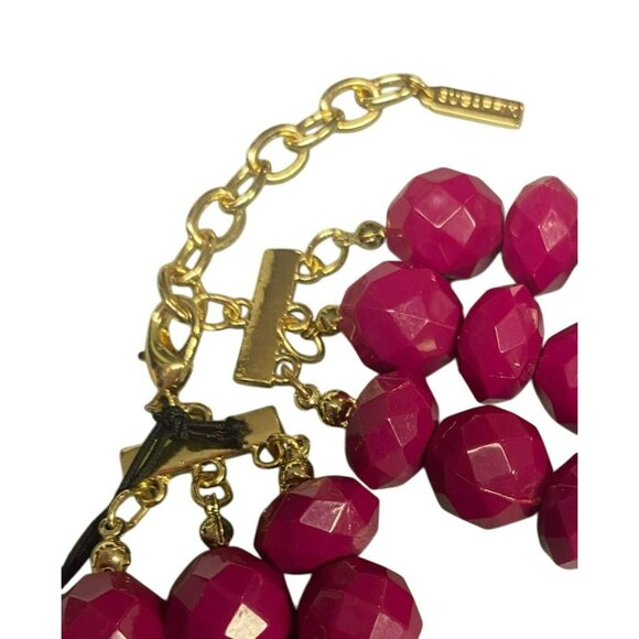 NWT Sugarfix By Baublebar Faceted Fuchsia 3 strand Beaded Necklace 17" + 3" - Picture 4 of 4